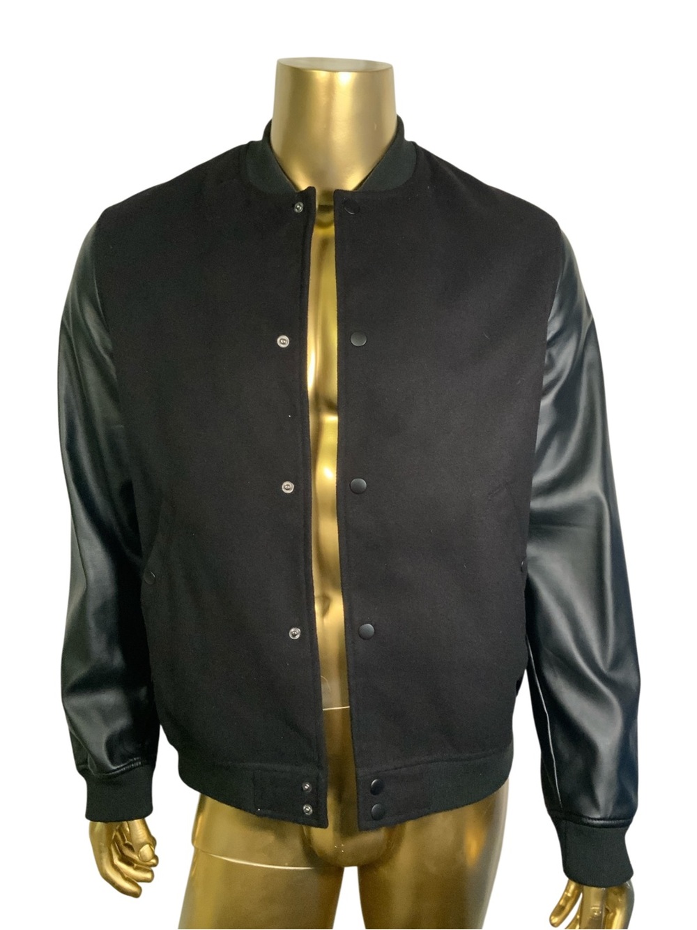 ASOS Letterman Varsity Jacket Wool Torso Faux-Leather Sleeves